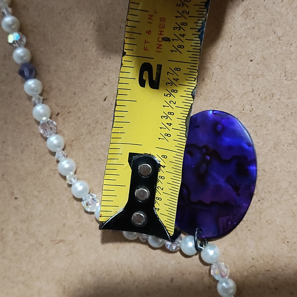 Source Unknown Purple And White Beaded Necklace - image 6